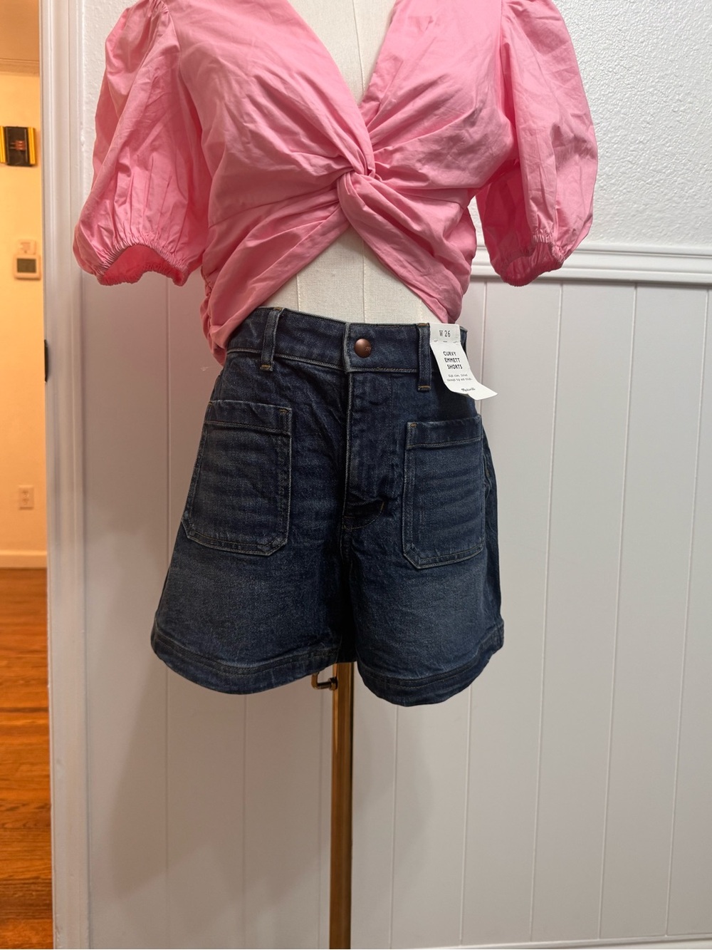 Madewell Dark Blue High-Rise Denim Shorts